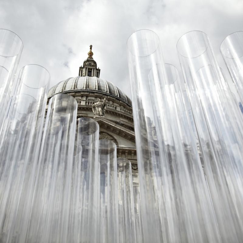 Building with glass tubes in front