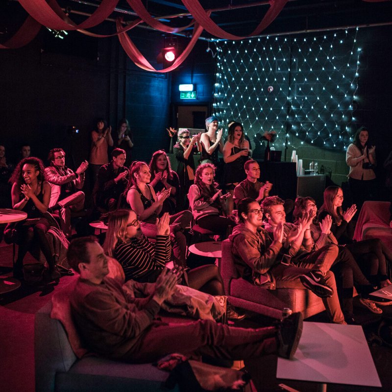 Audience members at burlesque night hosted by Creative Event Management students