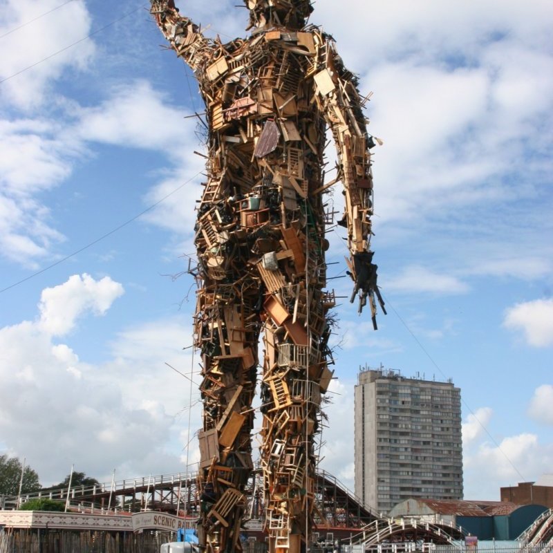 Giant man sculpture made of wood