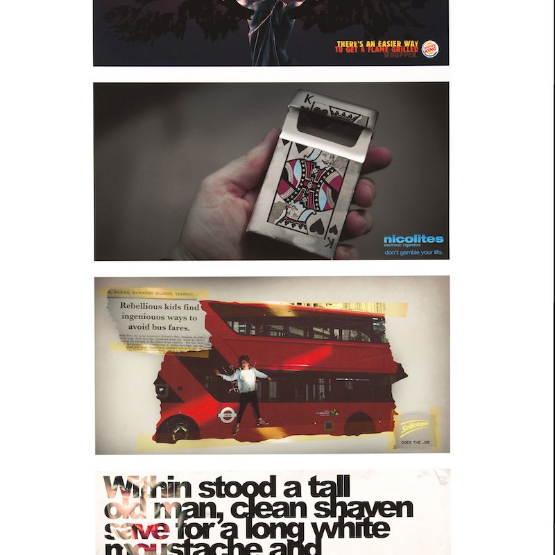 Creative advertising student work with red bus