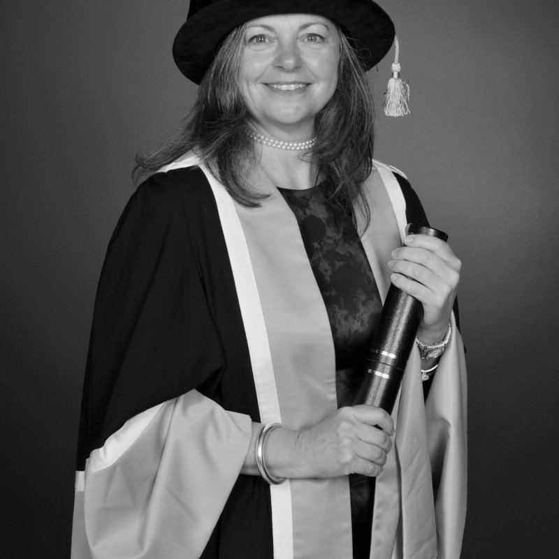 Falmouth fellow Daphne Skinnard in academic gown.