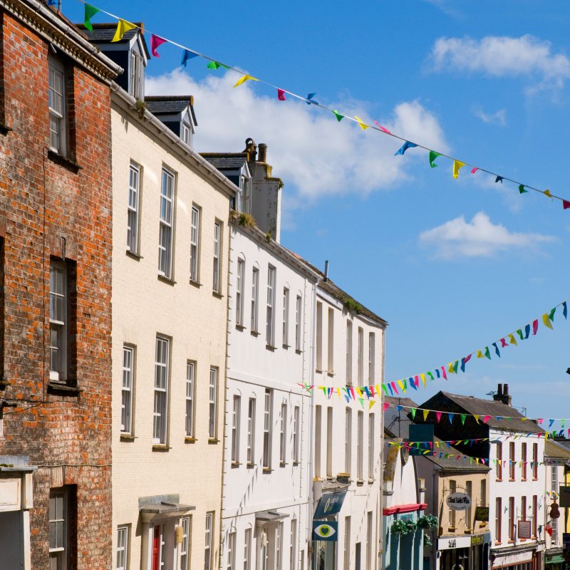 Picturesque buildings on Falmouth High street.