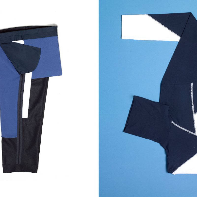 Blue and white block colour clothes folded