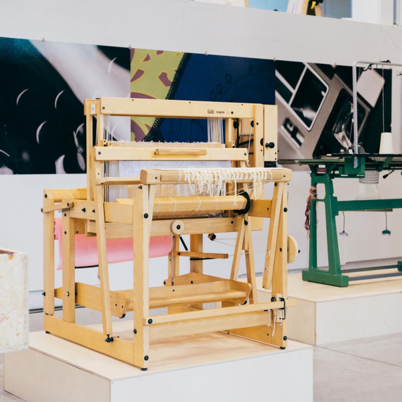 Looms on display in Falmouth University Fashion studio