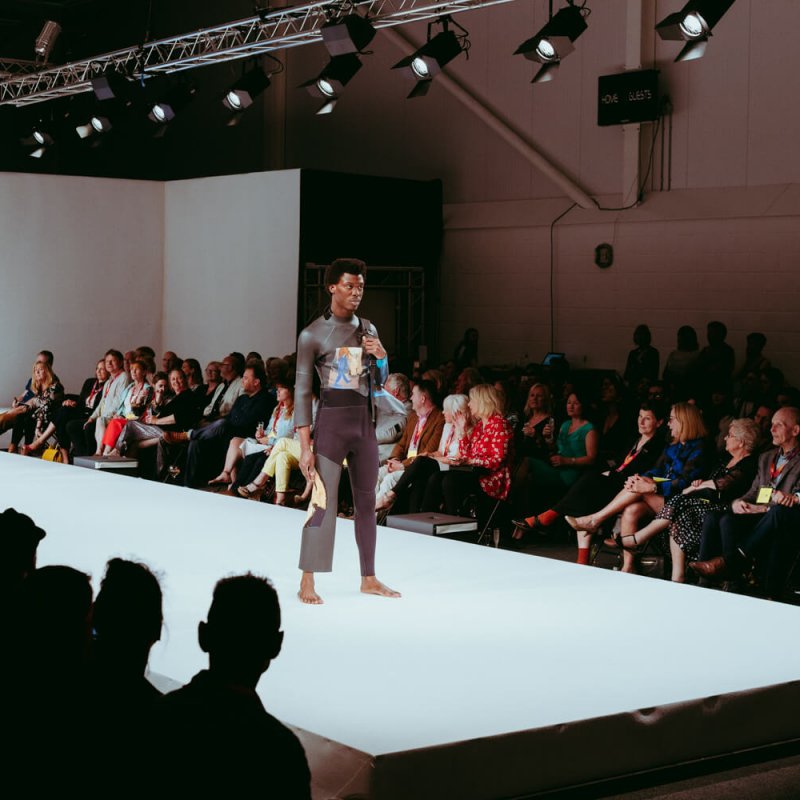 Models on a catwalk at Falmouth University