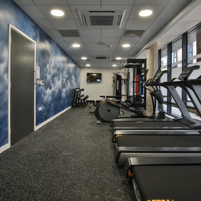 Gym interior with running machines