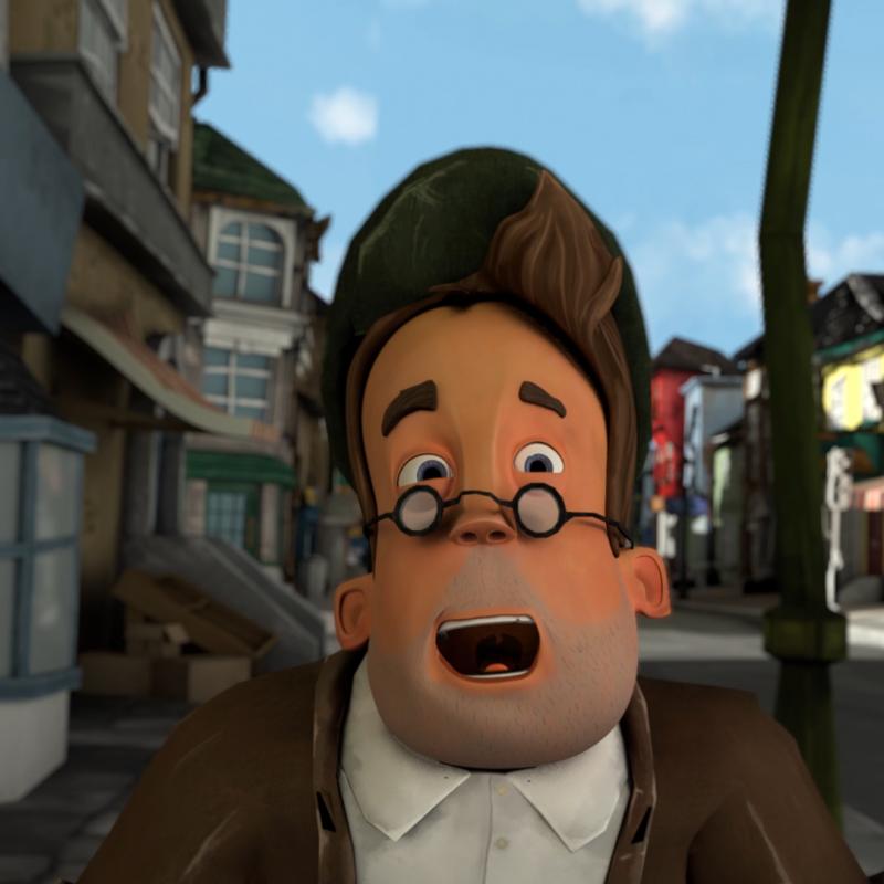 Animation of man with glasses looking surprised