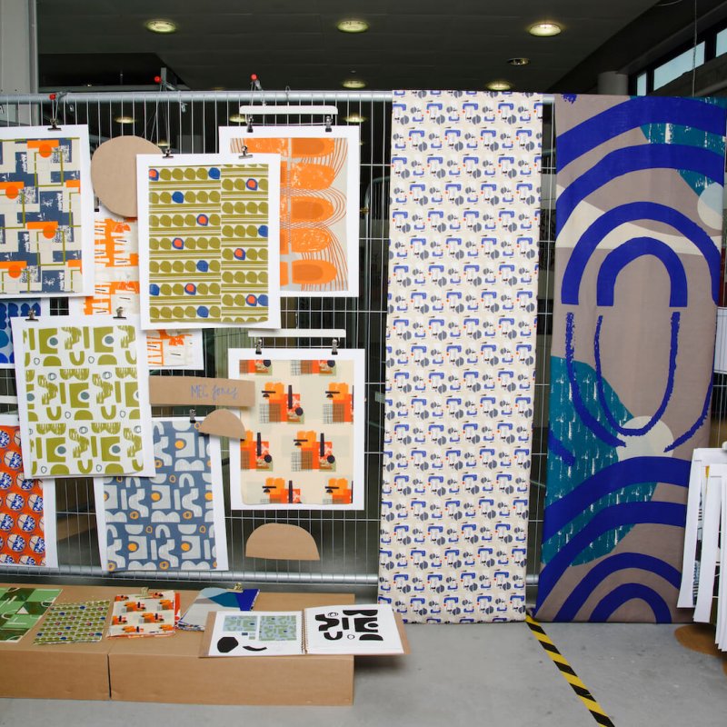 Display of different coloured pattern samples.