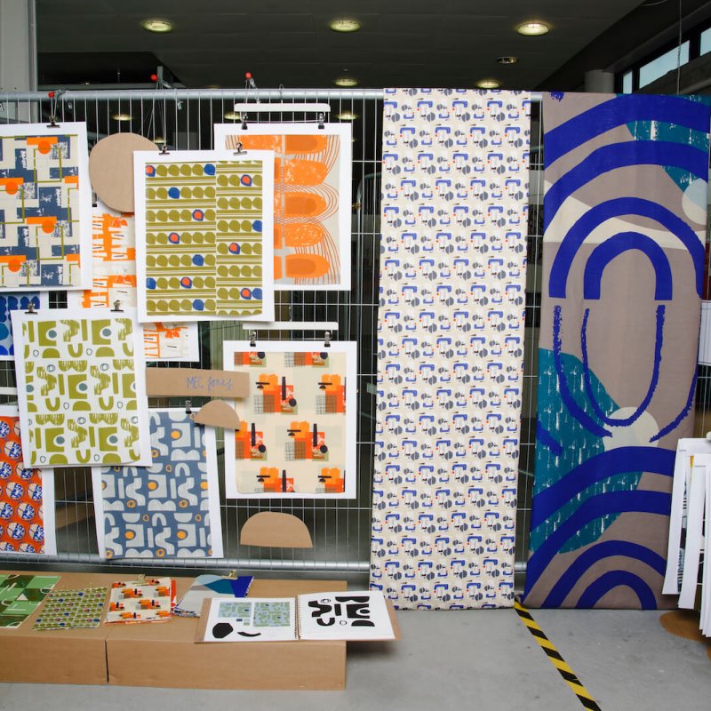 Display of different coloured pattern samples.
