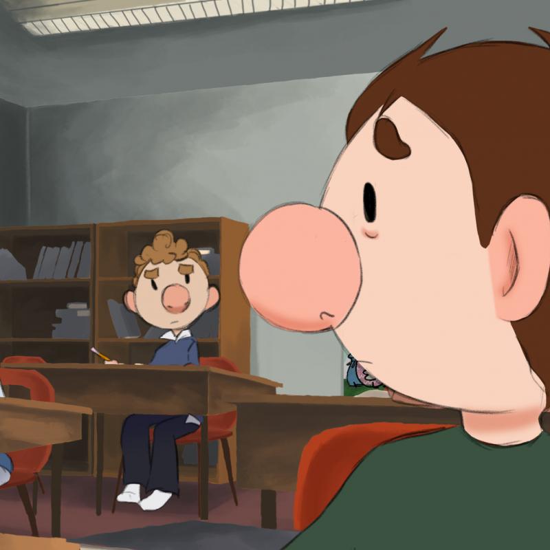Animation of school classroom scene