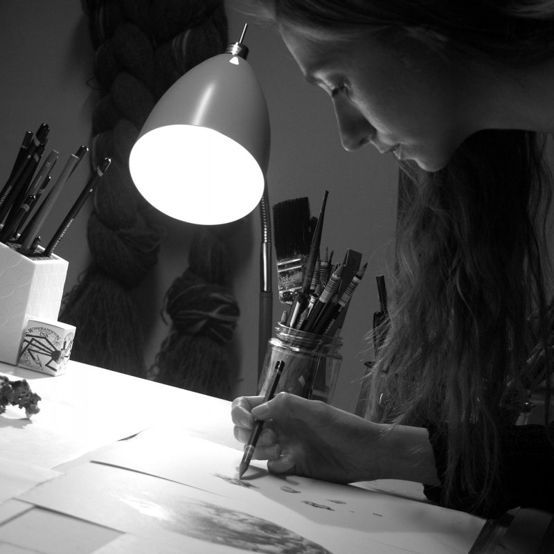 Aimee Labourne working in her studio