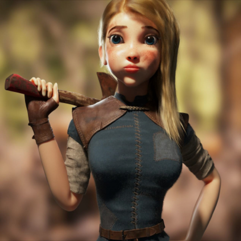 Animation of a girl with an axe