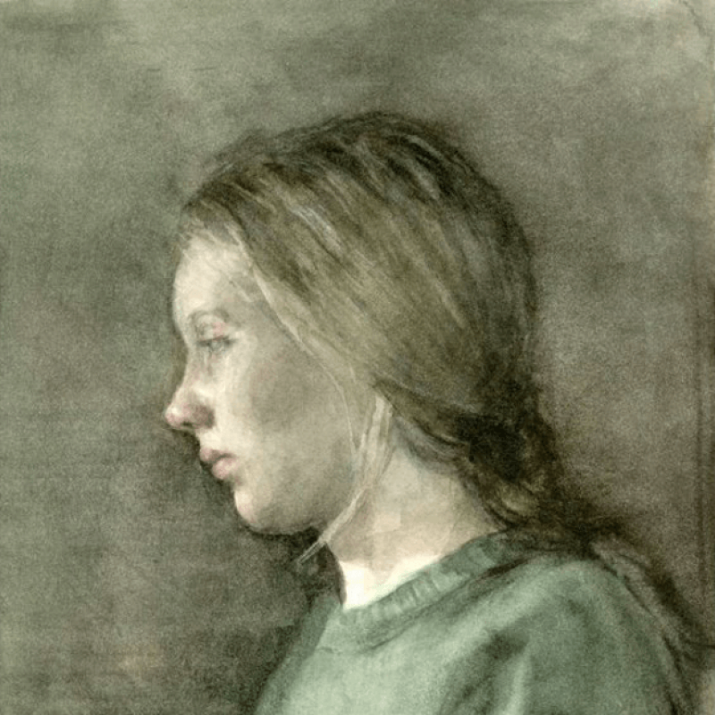 Portrait of a girl in profile by Drawing student