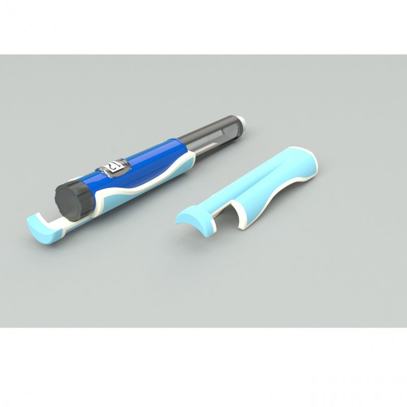 product design of a diabetes pen holder in blue