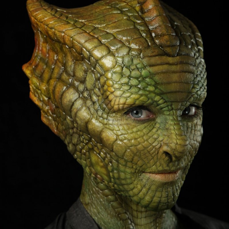 Prosthetic head of Madame Vastra from Doc Who