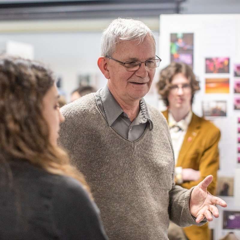 Photographer Martin Parr with students