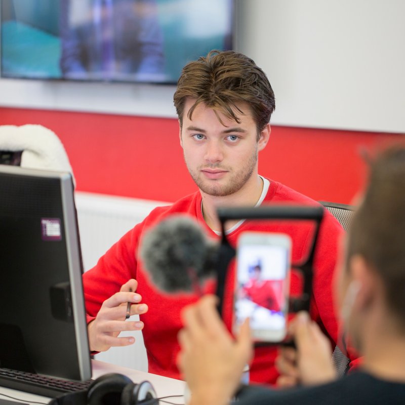 Media Production student at computer