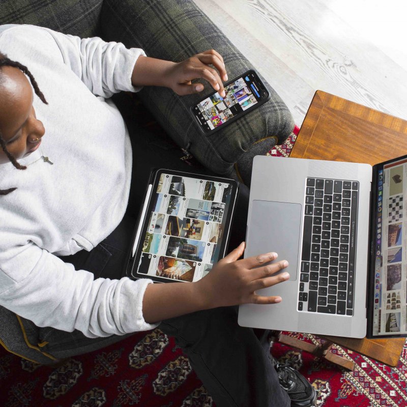 Online student at laptop