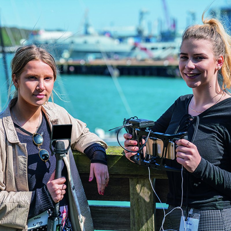 Sports Journalism Students at Falmouth Harbour 