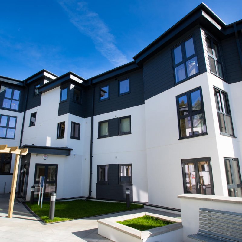 Exterior view of Packsaddle student accommodation at Falmouth University