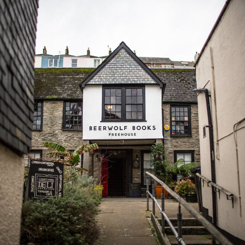 Exterior of Beerwolf Books in Falmouth