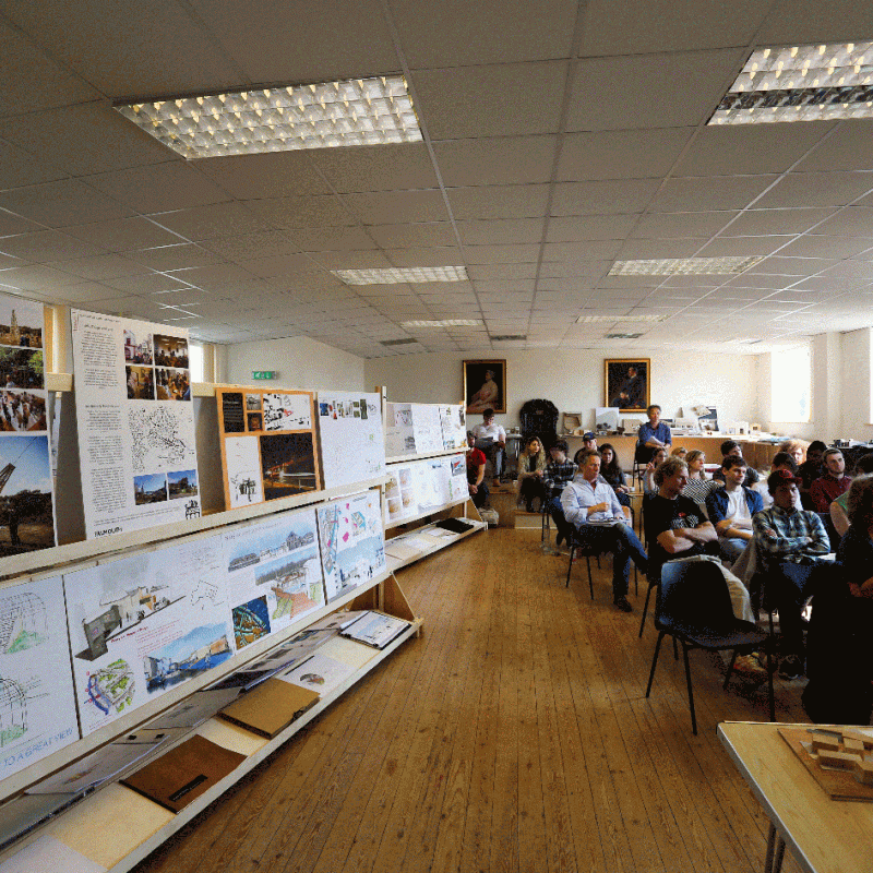 People at a public exhibition and review in Penryn