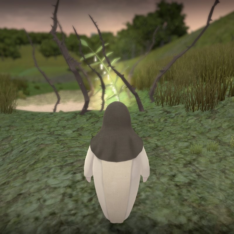Animated figure in field
