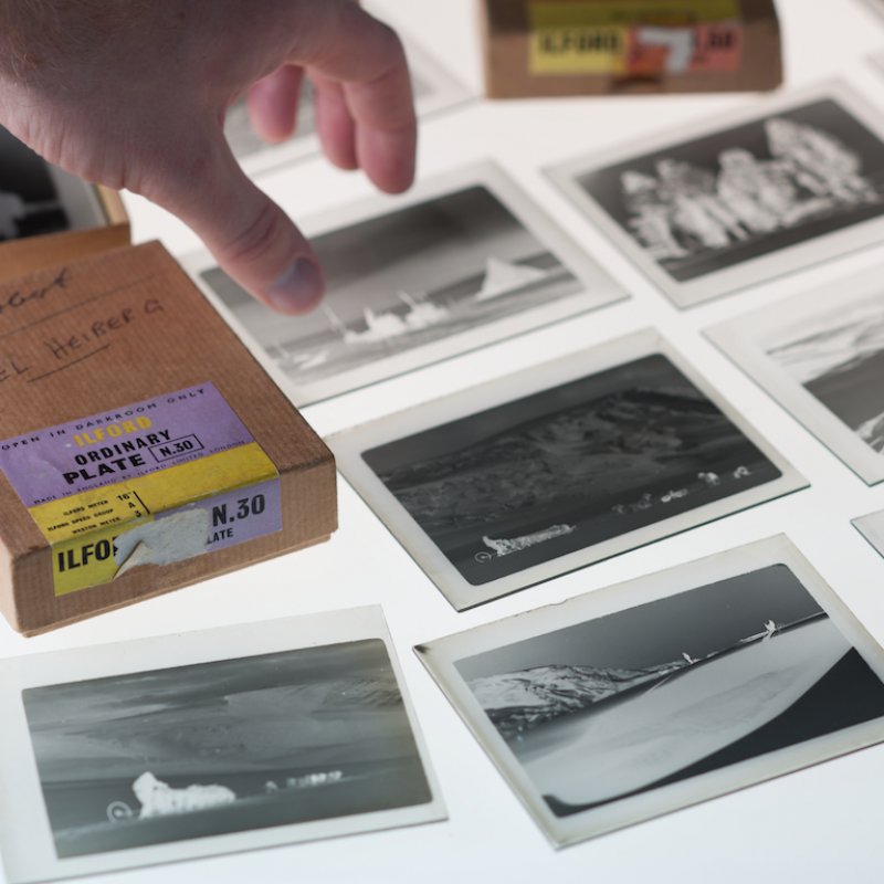 photographs on a light box