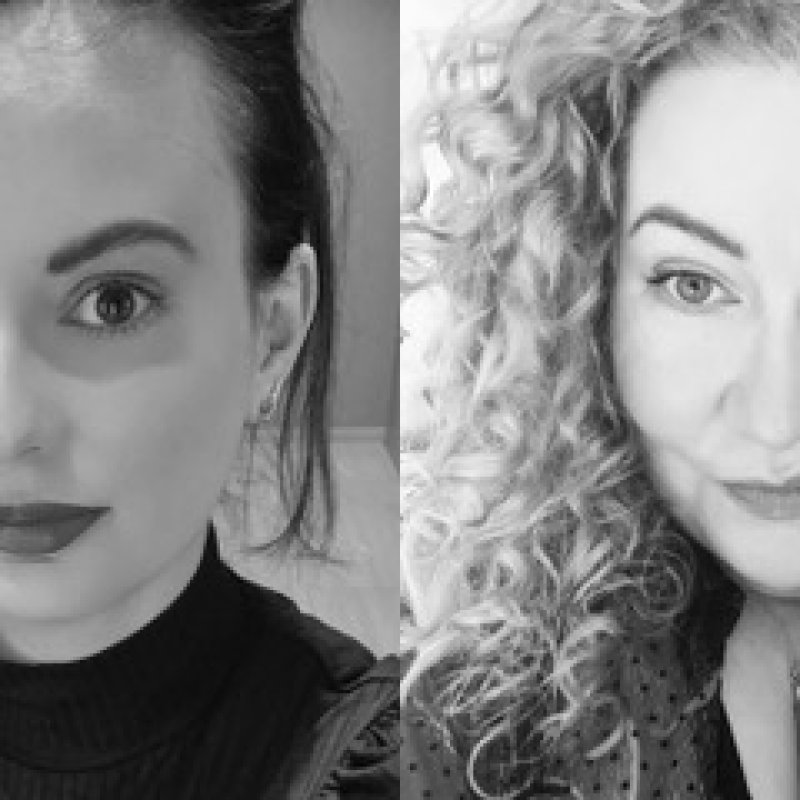 Two selfies of women side by side