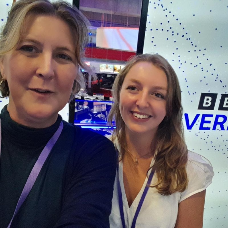 Two Falmouth University journalism students at the BBC