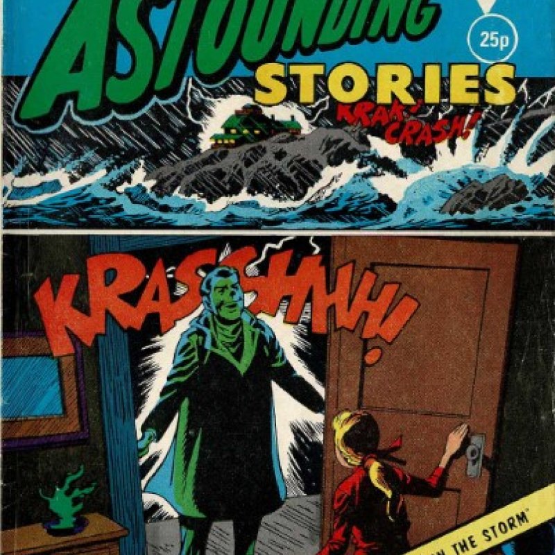 Astounding Stories comic book cover with monster
