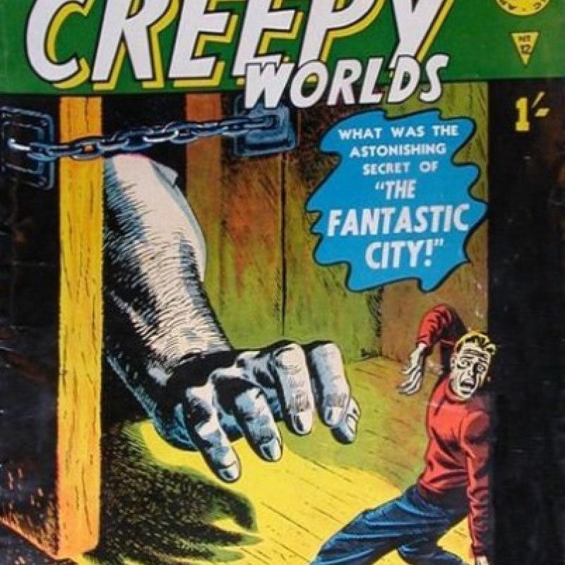 Creepy Worlds comic cover with giant 