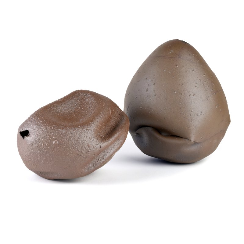 Two brown ceramic sculptures