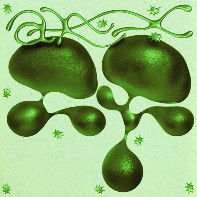 Green blobs on a pale green background