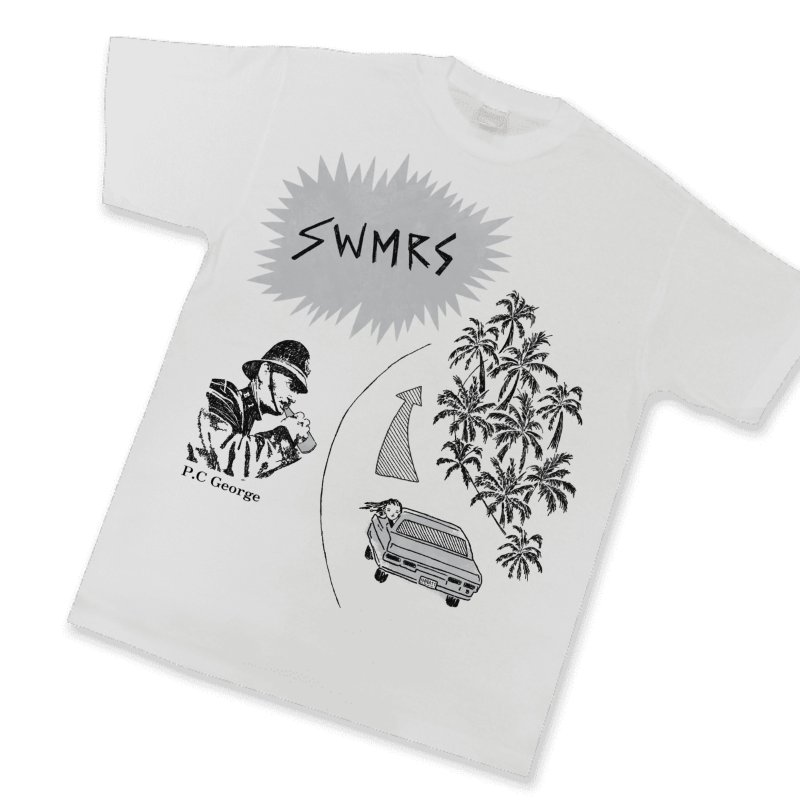T-shirt with various designs for rock band SWMRS