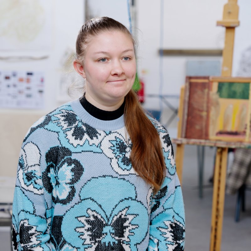 A student in the studio