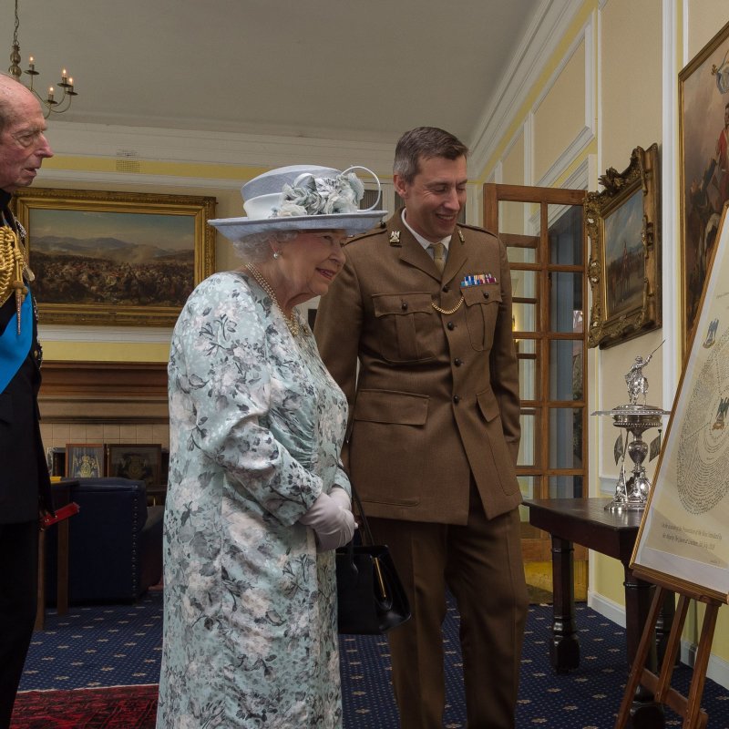 The Queen enjoying Clare's work