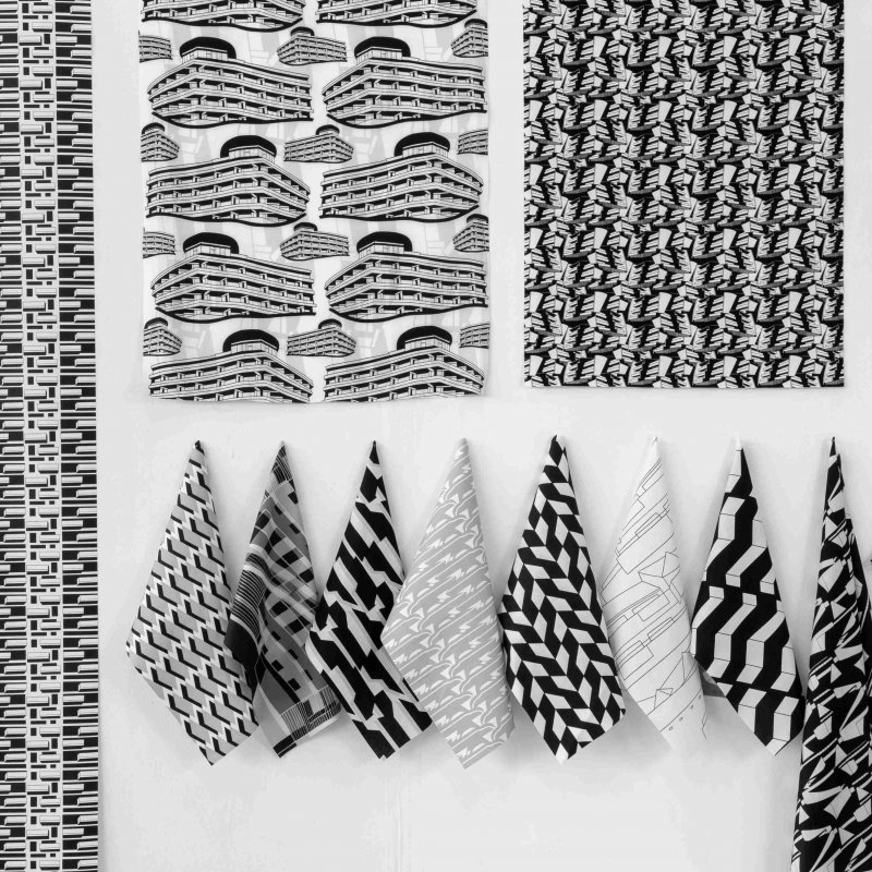 A series of black and white designs