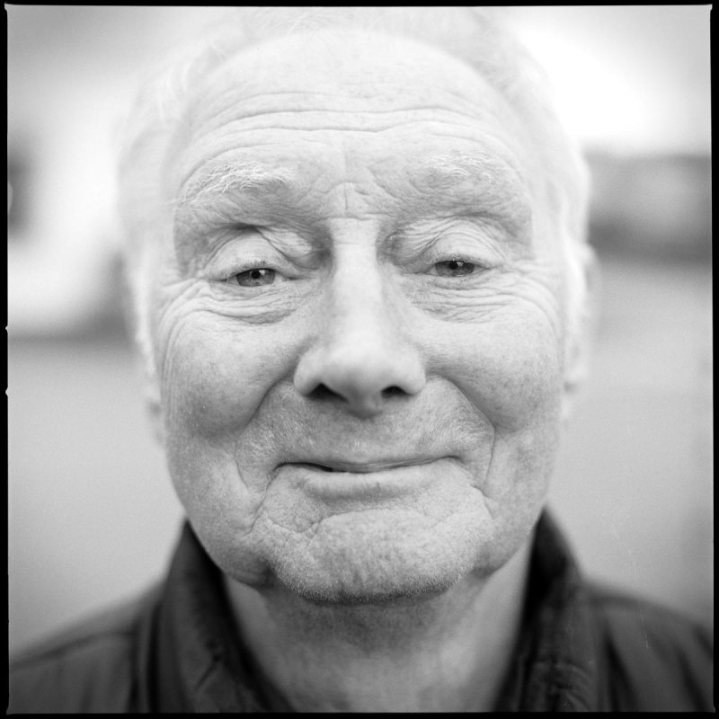 Black and white photograph of an old man