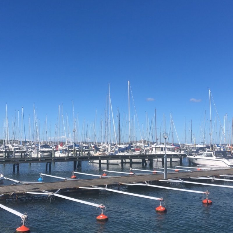 View of boat moorings in Sweden