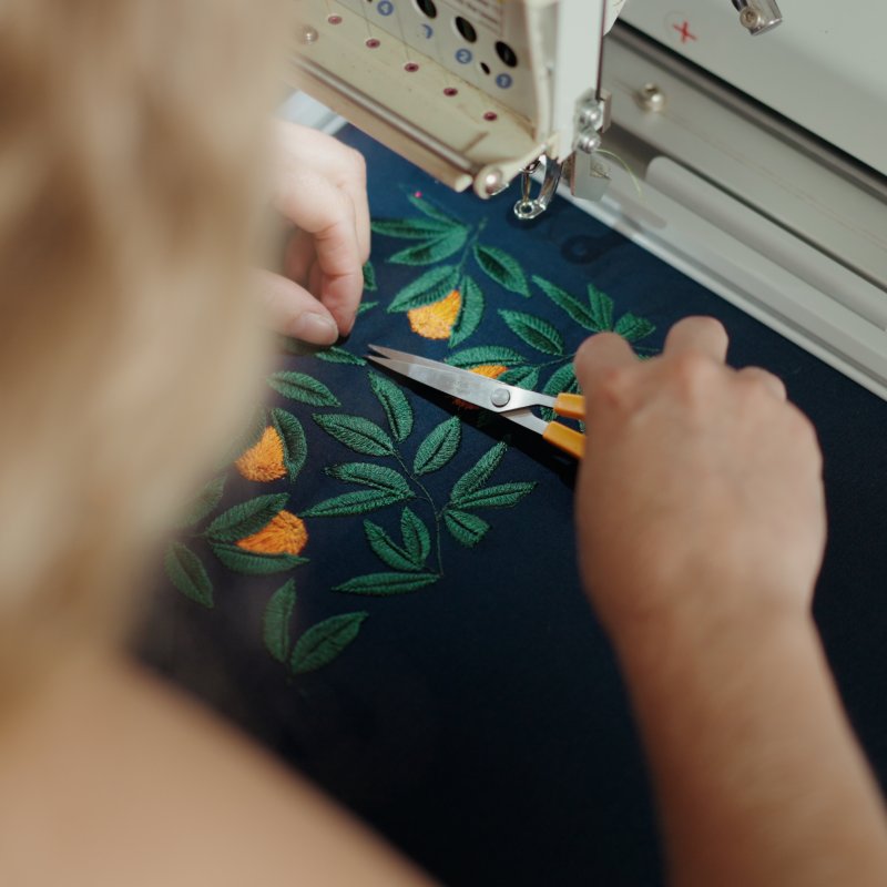 A woman in her textiles studio
