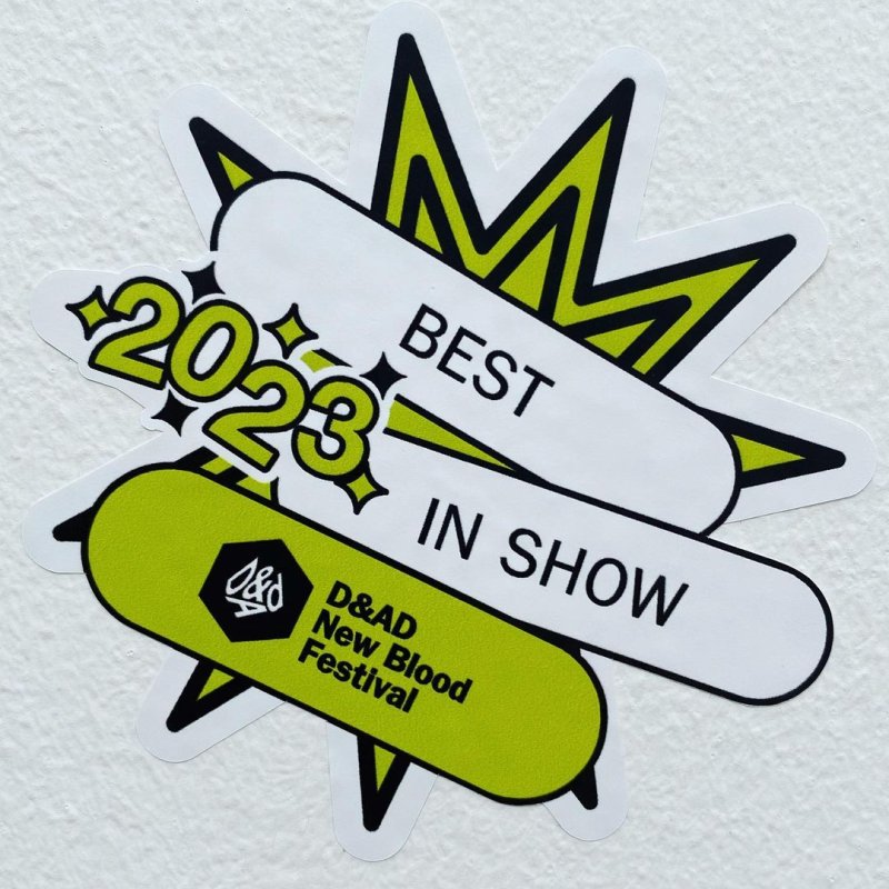 Best in Show sticker at D&AD 2023