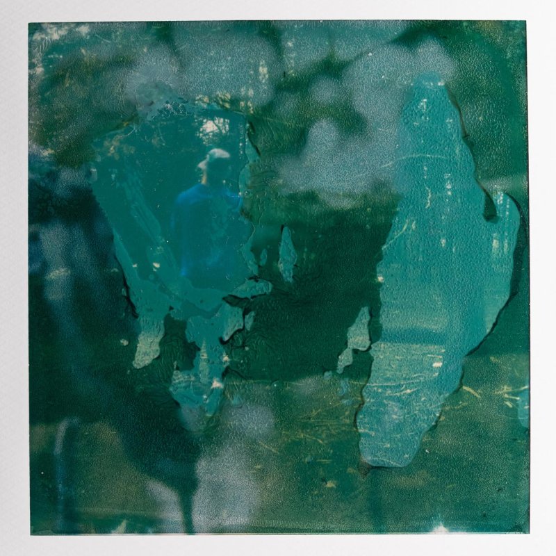 Polaroid photograph of green shapes