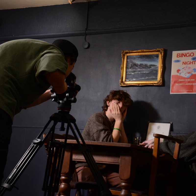 Actors on a student film set