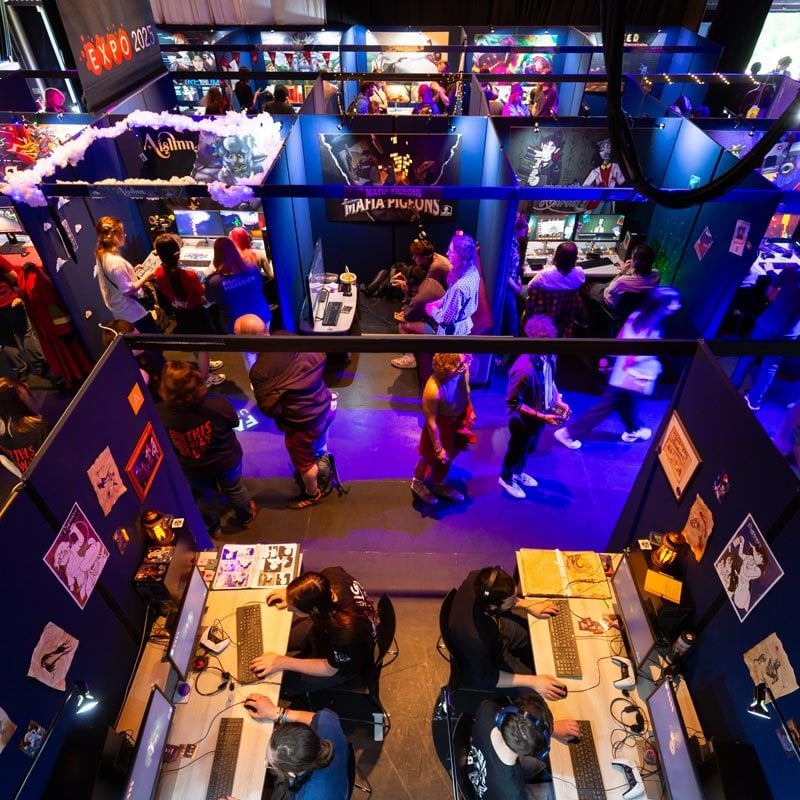 Aerial view of the Games Expo 2025 at Falmouth University