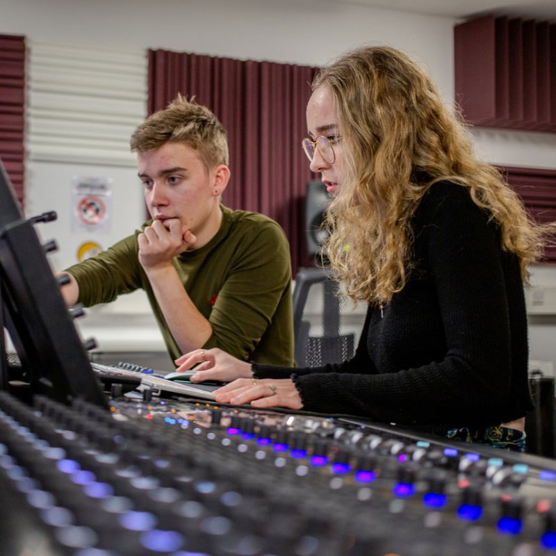 Film students with equipment