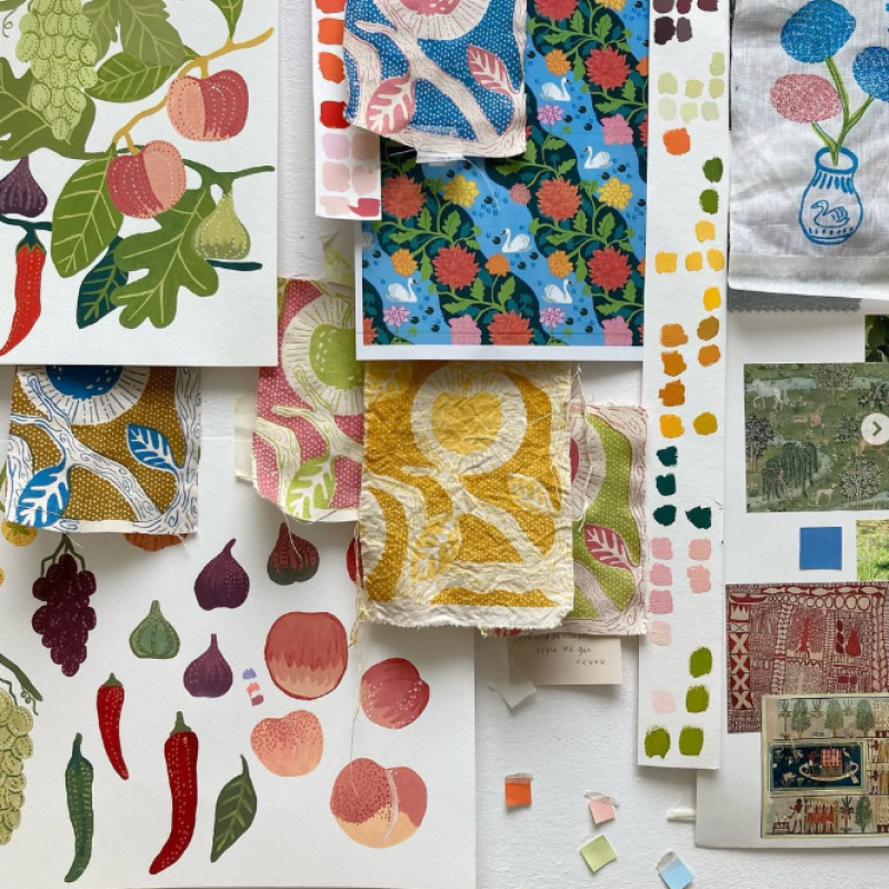 Swatches of different textile designs