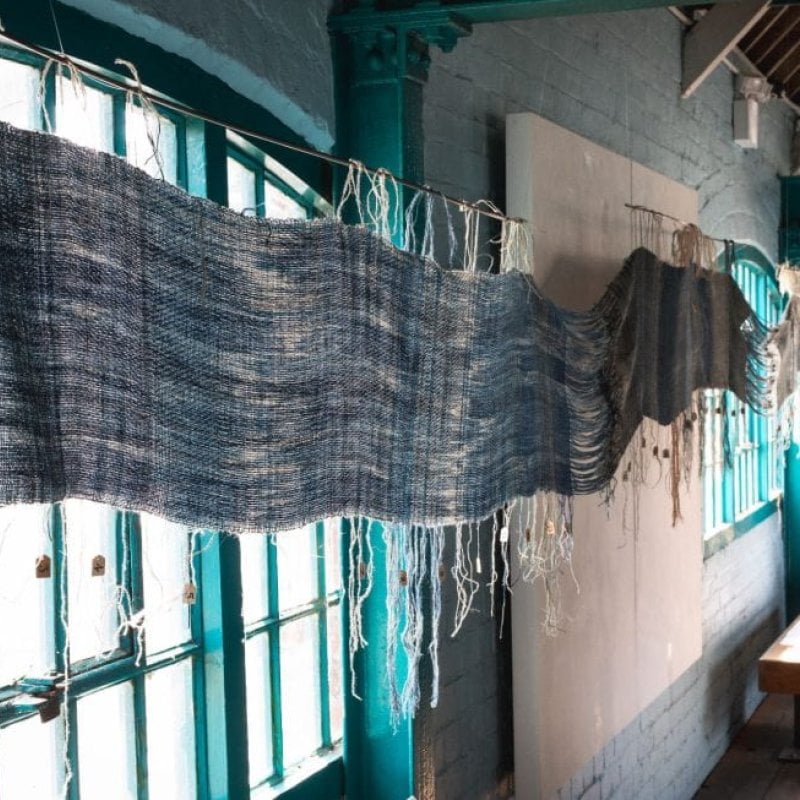 A textile sculpture in a gallery