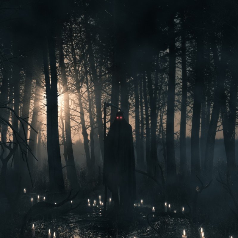 Gihan Fernando depicting dark mysterious figure in forest