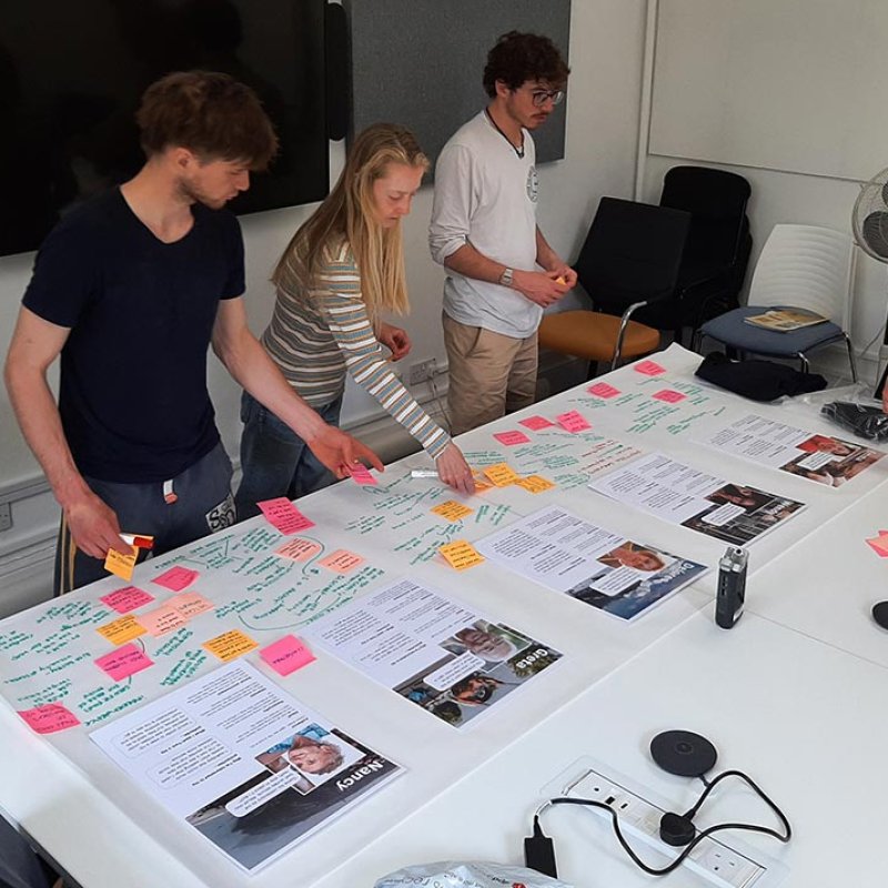 A group of students taking part in a healthcare design workshop